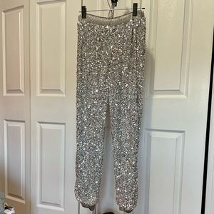 Silver Sequin Joggers